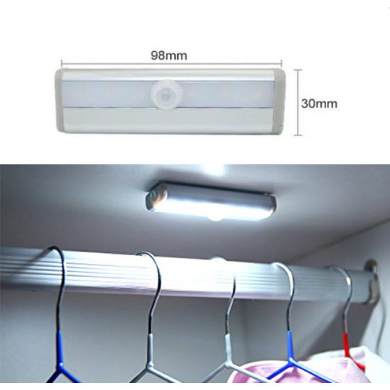 LED-es szekrényvilágítás hideg fényû, elemes